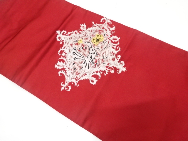 JAPANESE KIMONO / ANTIQUE NAGOYA OBI / SILK / WOVEN PEACOCK